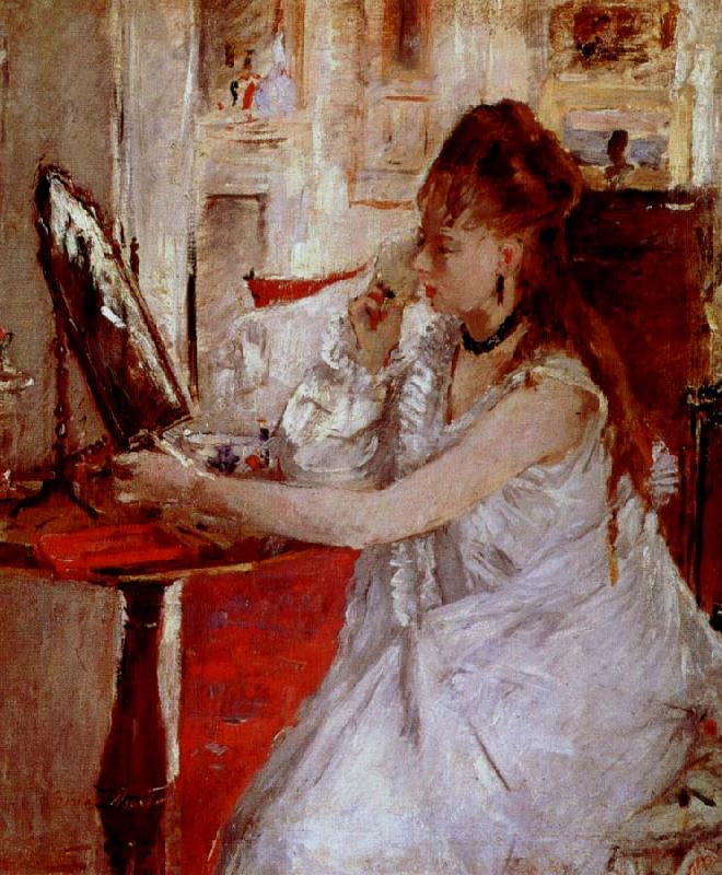Berthe Morisot ung kvinna med pudervippa oil painting image